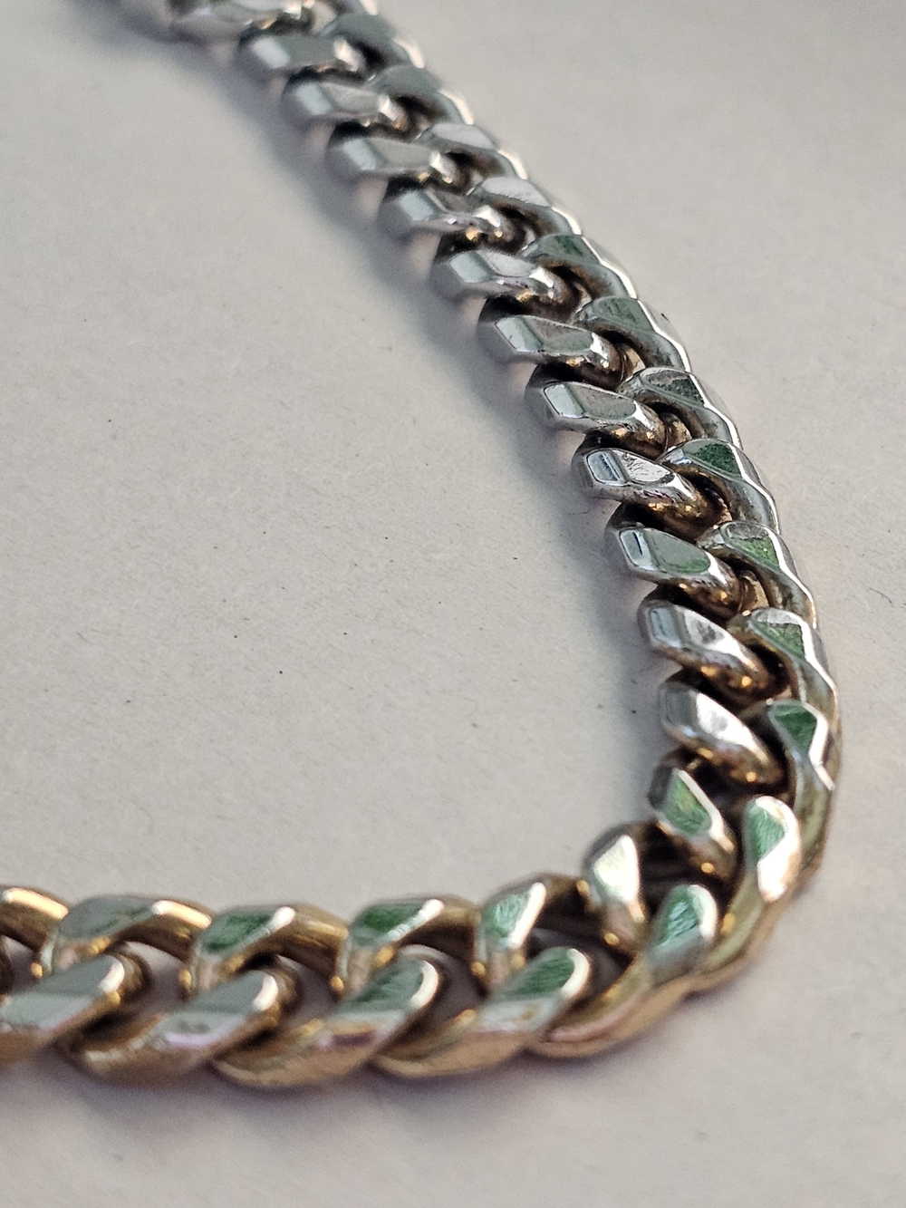 AllSaints Axl 16" Ombre Curb Chain Necklace - Silver & Warm Gold Two-Tone